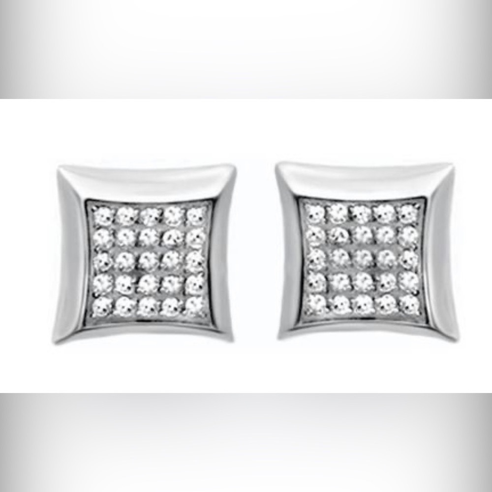 BNIB Men's Shaquille O'Neal Diamond Star Stud Earrings In 14K White Gold